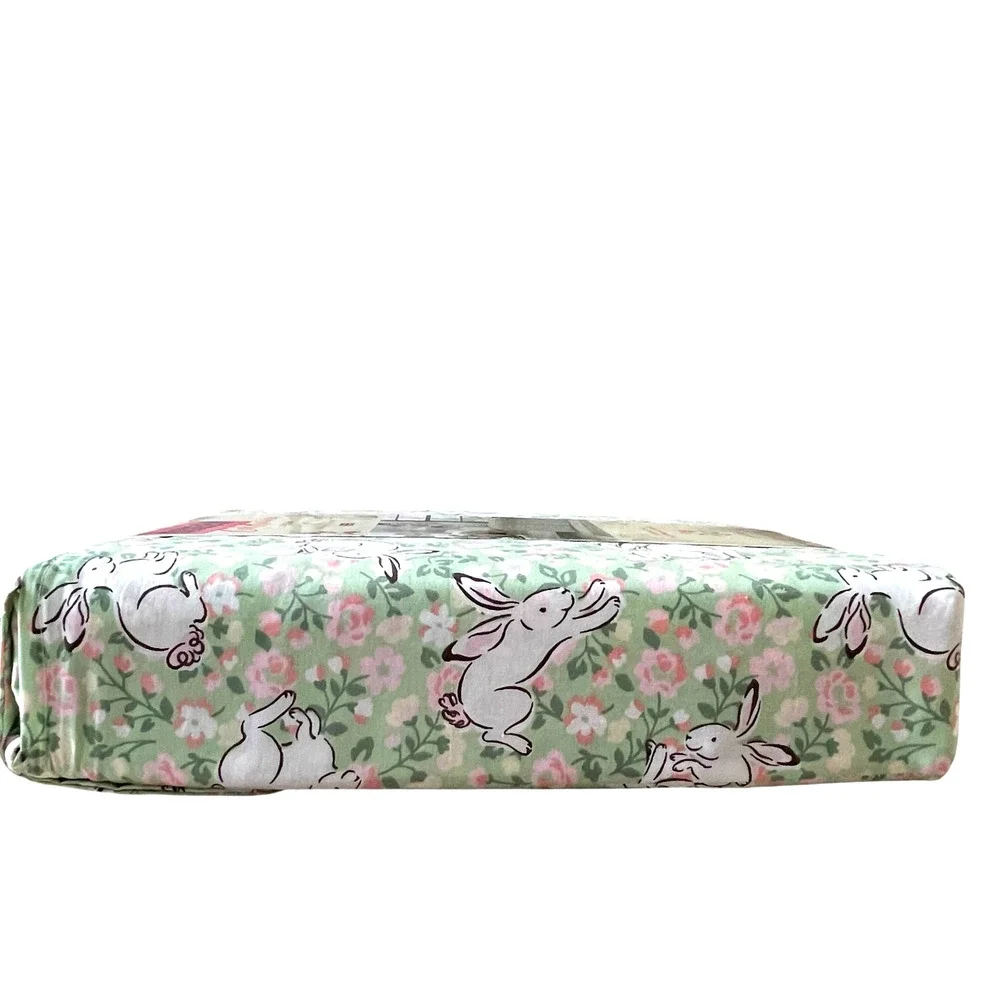 Cath Kidston london JUMPING BUNNIES GREEN Floral 4pc FULL Sheet Set NEW